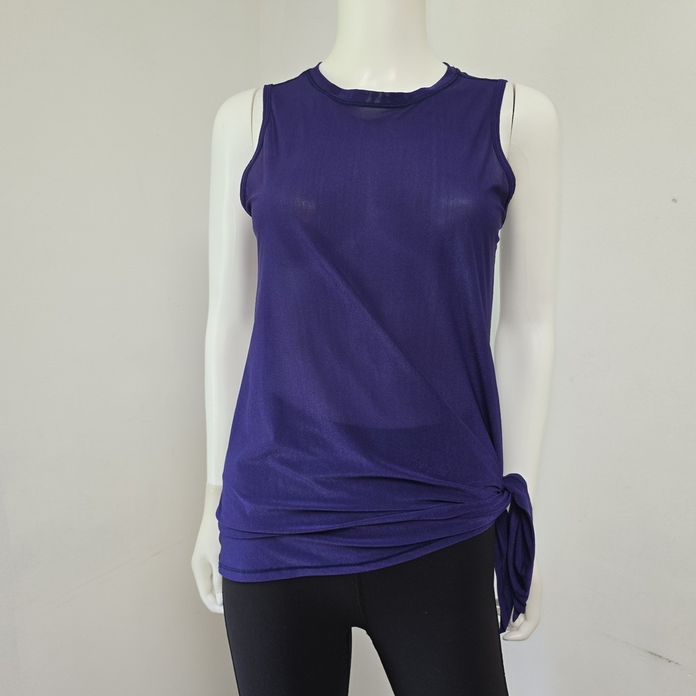 Lululemon Get Low Tank Tie Side Size 4 Mesh Stretch Sleeveless Purple Womens